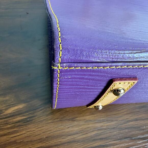 Dooney & Bourke Florentine Vacchetta Purple Leather Top Handle Satchel Tote - Picture 4 of 14